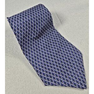 Lauren Ralph Lauren Tie Men's Navy Blue Striped 100% Silk Necktie Handmade USA